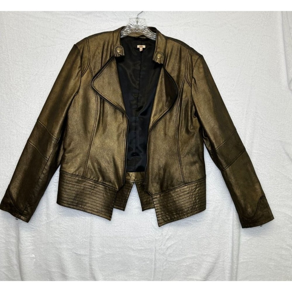 Reba Western Metallic Gold Goat Leather Jacket